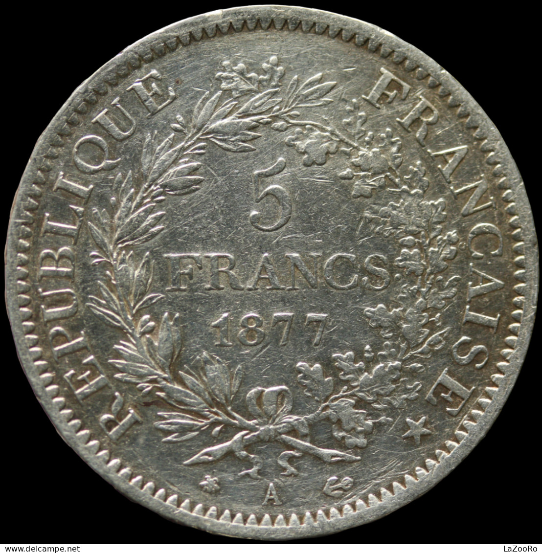 LaZooRo: France 5 Francs 1877 A VF / XF - Silver - 5 Francs