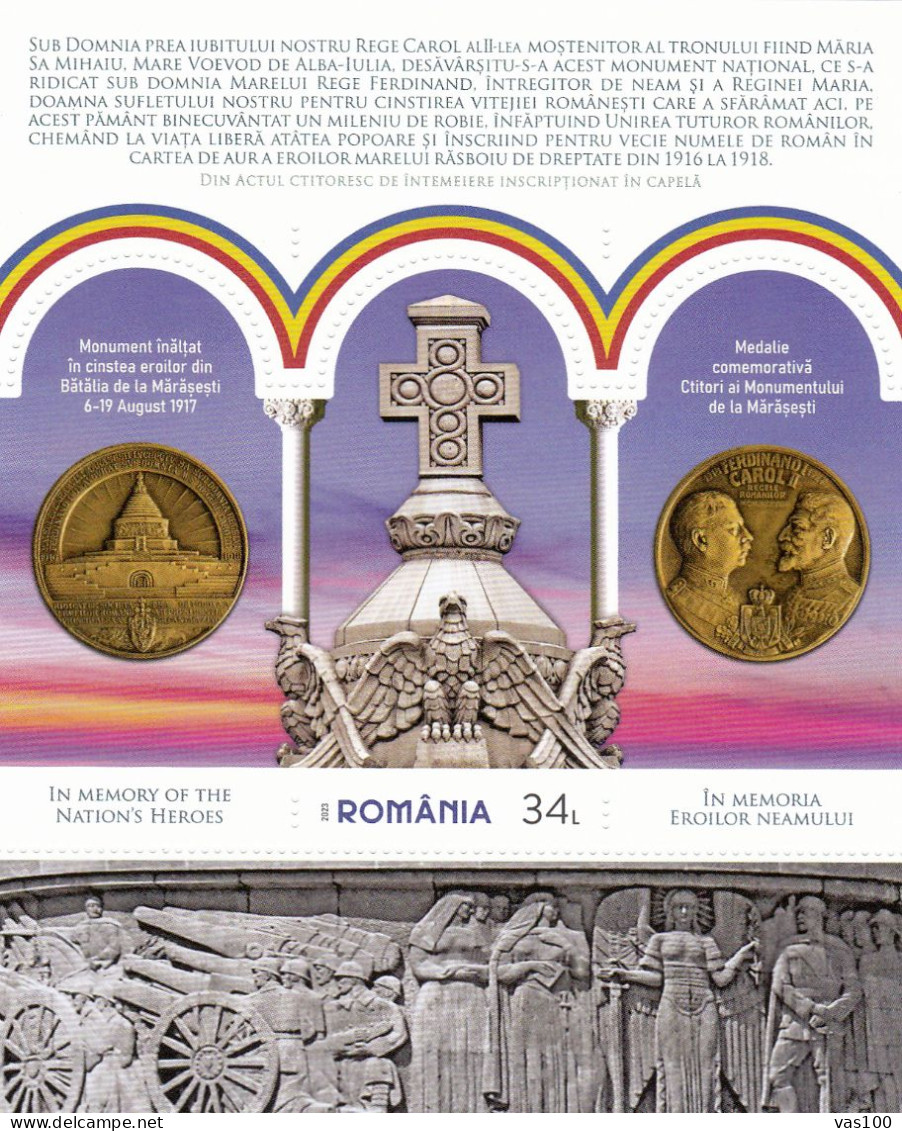 ROMANIA 2023 - IN MEMORY OF THE NATION'S HEROES Perforated Souvenir Sheet MNH** - Neufs