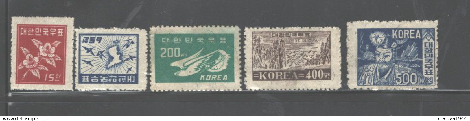 KOREA  1949 "ADMIRAL SUN-sin" #109-115 MNH - Korea, South