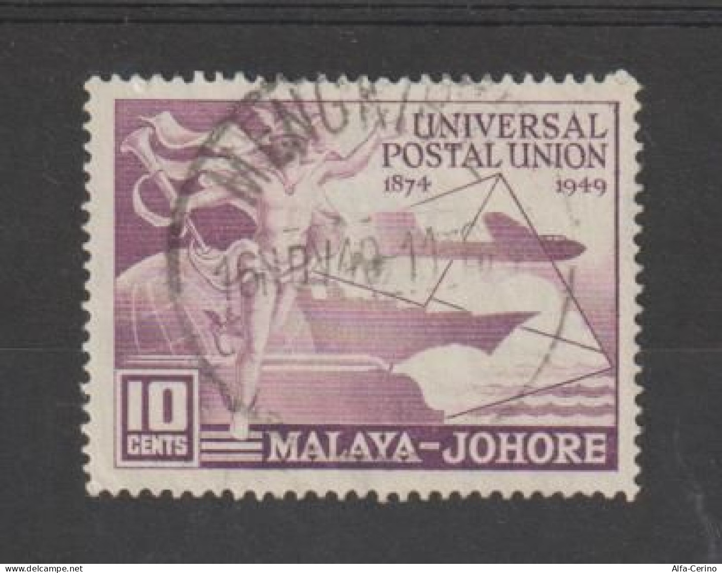 JOHORE:  1949  U.P.U. -  10 C. USED  STAMP  -  YV/TELL. 125 - Andere-Azië