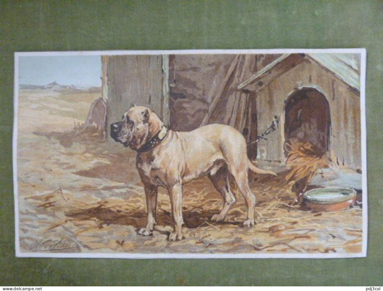 Grande Chromo Thème Animalier - Chien Devant Sa Niche - Illustration De Charles Olivier De Penne - Autres & Non Classés