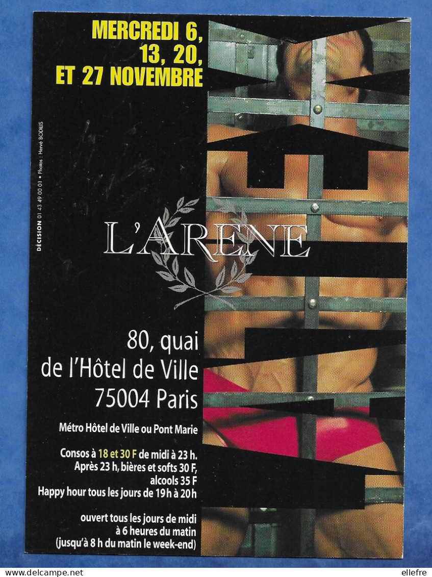 CPM PARIS - Bar Gay L' Arène 80 Quai De L' Hôtel De Ville Paris IV - Revue Latex Novembre Les Mercredis De L'arène - Cafés, Hotels, Restaurants