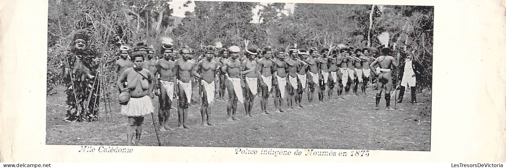 Nouvelle Calédonie - Police Indigène De Nouméa En 1875 - Sein Nu - Double Carte Non Pliée - Carte Postale Ancienne - Nieuw-Caledonië