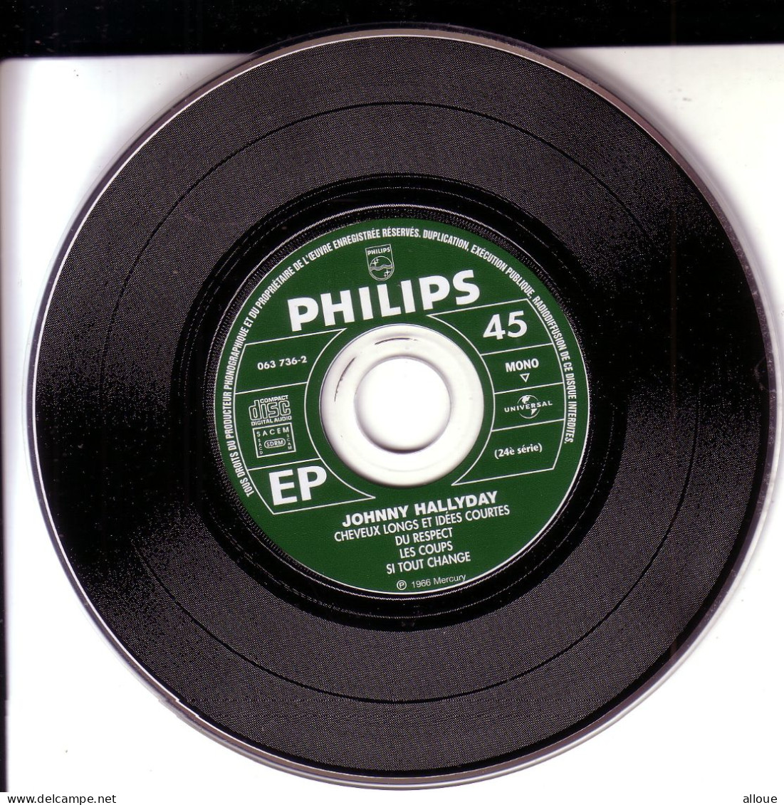JOHNNY HALLYDAY CD EP CHEVEUX LONGS ET IDEES COURTES + 3 - Otros - Canción Francesa