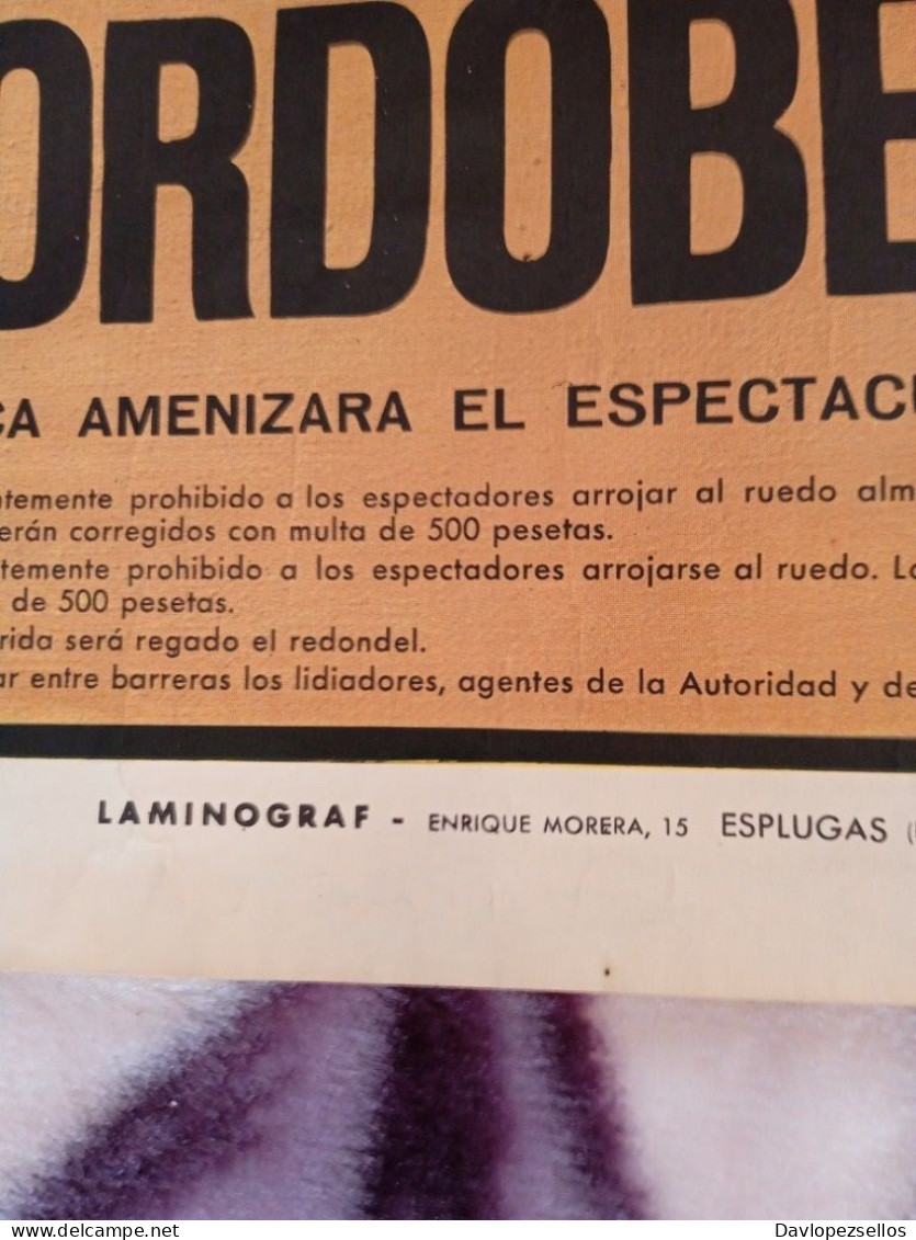 Affiche Espagnole Corrida 1971 96x53 cm