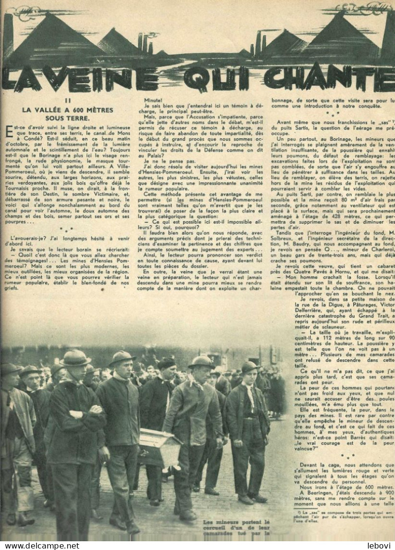 « La Veine Qui Chante » RUSCART, P.. CHAPITRE II Du Reportage Dans « BONJOUR » Hebdomadaire Illustrée N° 20 (07/11/1937) - Belgium