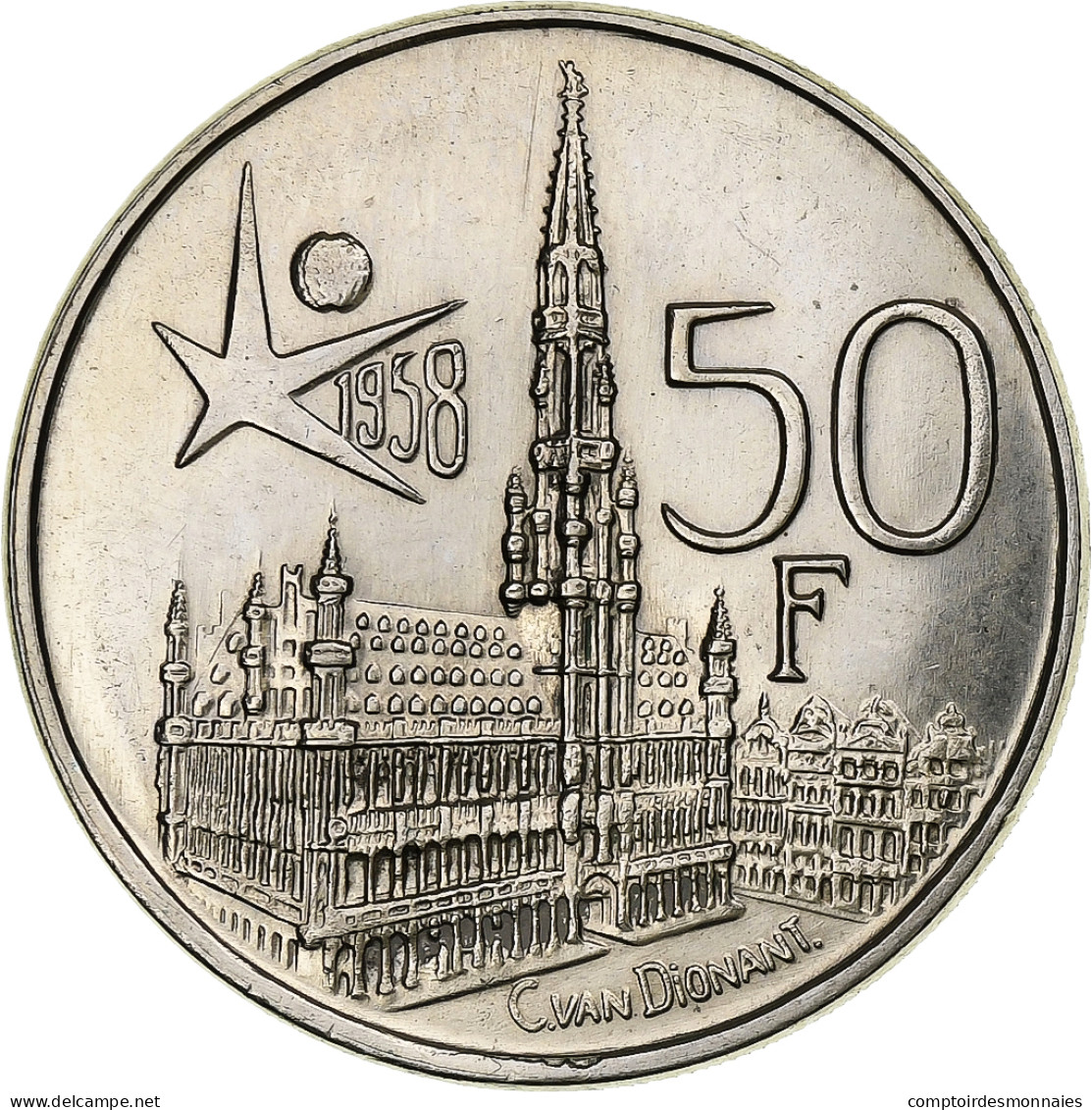 Belgique, 50 Francs, 50 Frank, 1958, Argent, SUP, KM:150.1 - 50 Francs