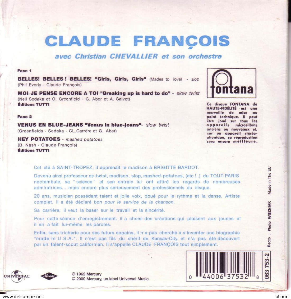 CLAUDE FRANCOIS CD EP BELLES! BELLES! BELES! + 3 - Otros - Canción Francesa
