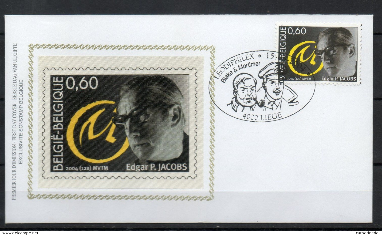 Année 2004 : FDC 3282 ** Soie - Edgar P. Jacobs - Blake Et Mortimer - Obli. Liège - 2001-2010