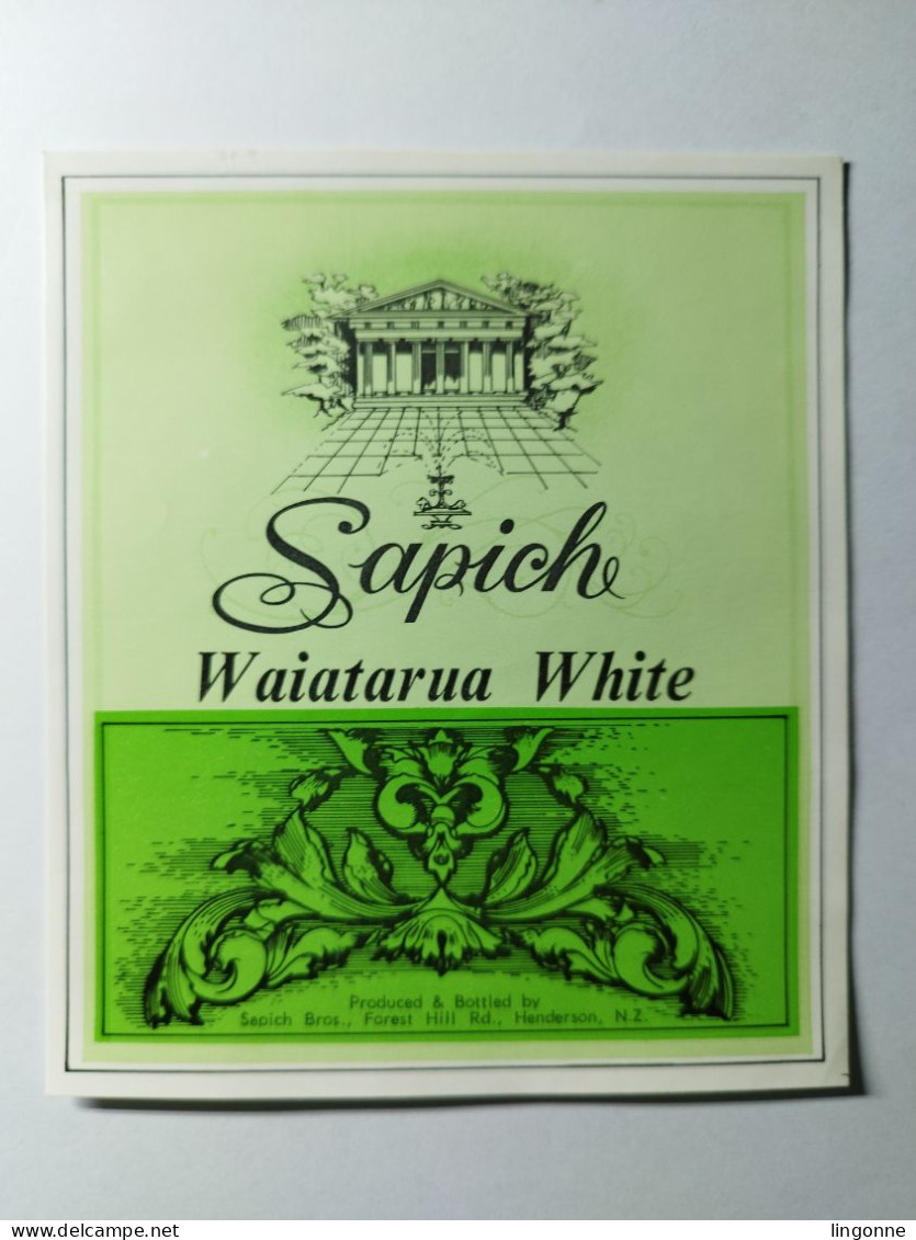 Etiquette SAPICH WAIATARUA WHITE HENDERSON NEW ZEALAND NOUVELLE ZELANDE AFRIQUE DU SUD - Other & Unclassified