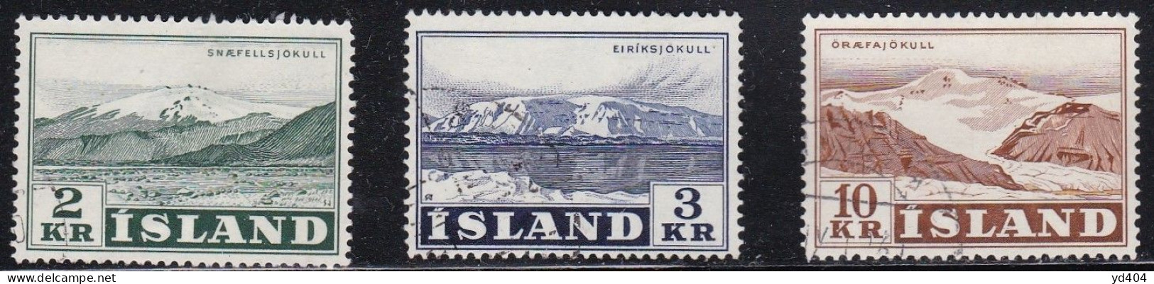 IS061D – ISLANDE – ICELAND – 1957 – LANDSCAPES – Y&T # 274/6 USED - Usados