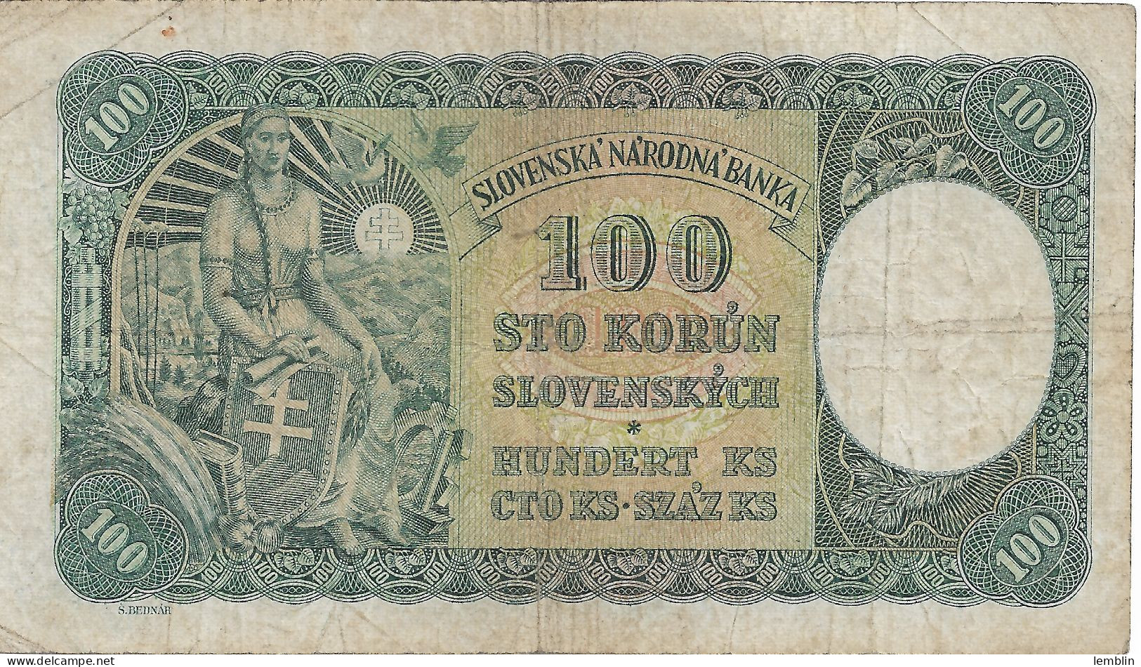 SLOVAQUIE - 100 COURONNES 1940 - Slovakia