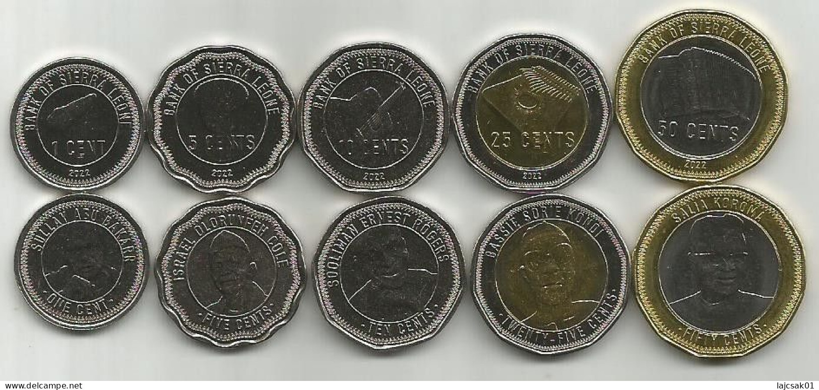 Sierra Leone 1 - 5 - 10 - 25 - 50 Cents 2022. High Grade Set - Sierra Leone