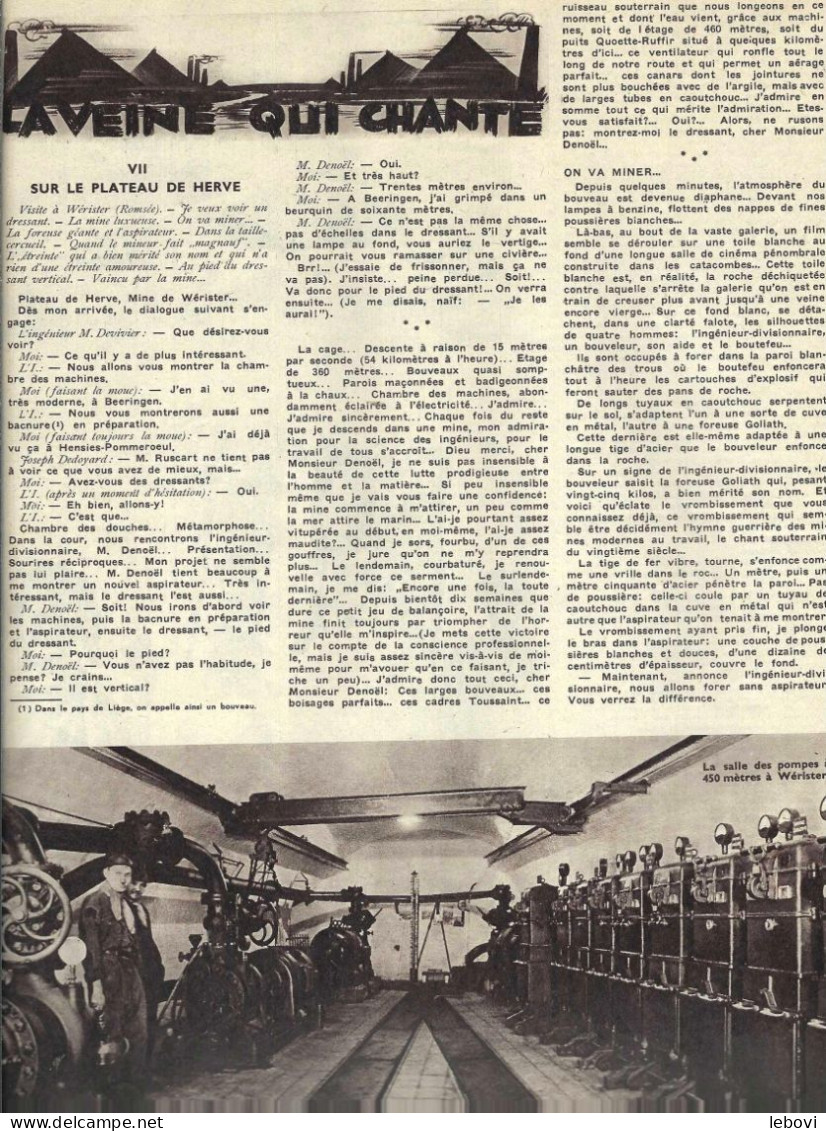« La Veine Qui Chante » RUSCART, P.. CHAPITRE VII Du Reportage Dans « BONJOUR » Hebdomadaire Illustrée N° 25 (12/12/1937 - Belgium