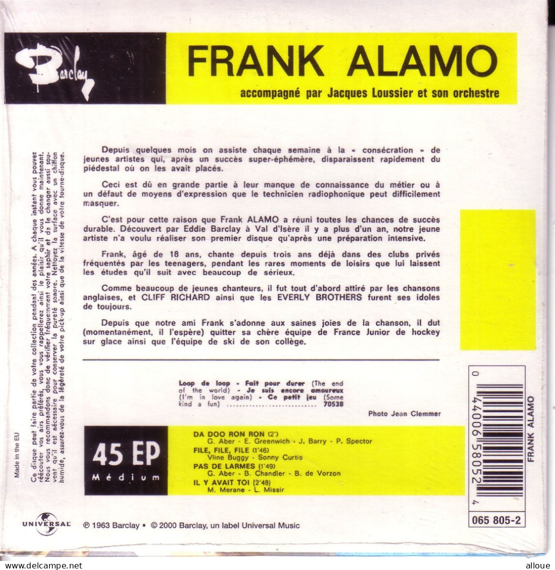 FRANK ALAMO CD EP DA DOO RON RON + 3 - Otros - Canción Francesa
