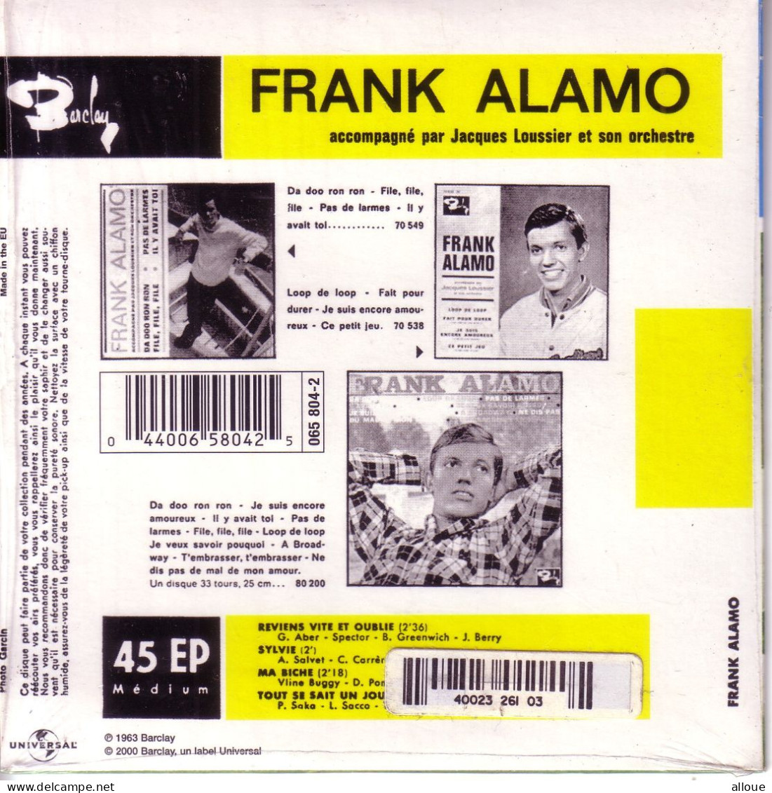 FRANK ALAMO CD EP REVIENS VITE ET OUBLIE + 3 - Otros - Canción Francesa