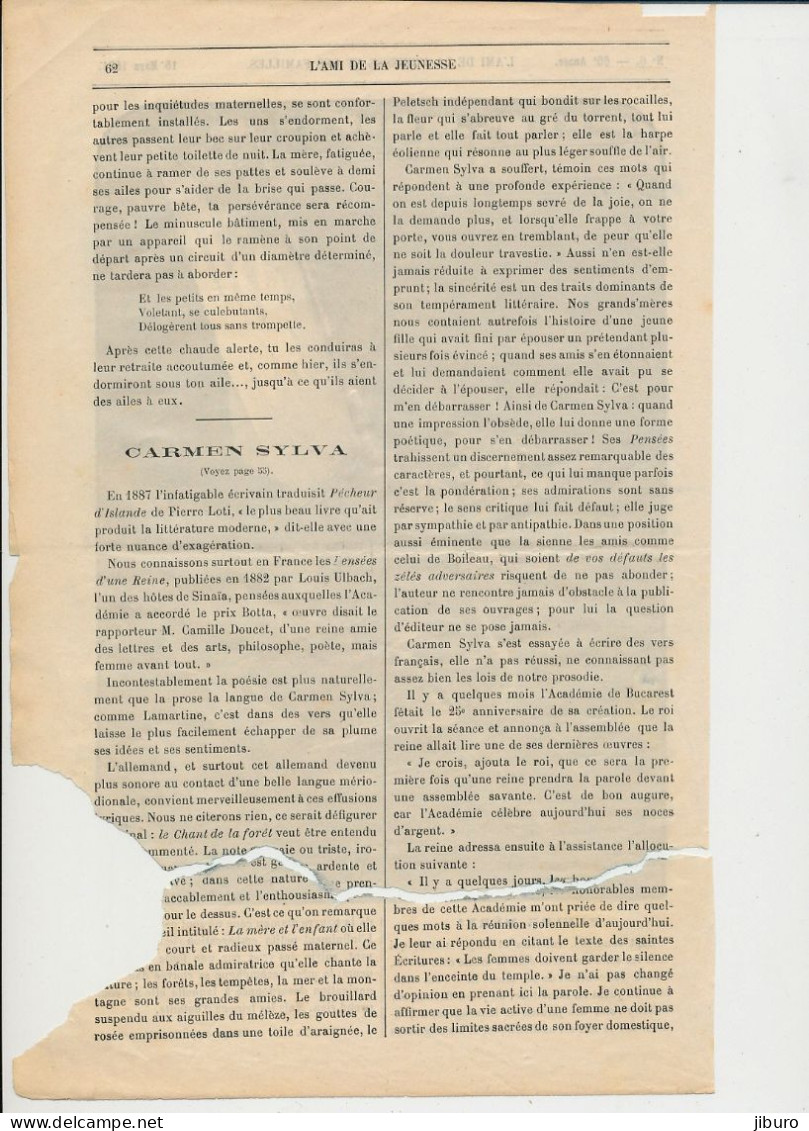 (very Bad Condition - Mauvais état Déchiré En Deux + Manque ) Gravure 1891 Cane Canetons Modélisme Bateau Voilier Bassin - Ohne Zuordnung