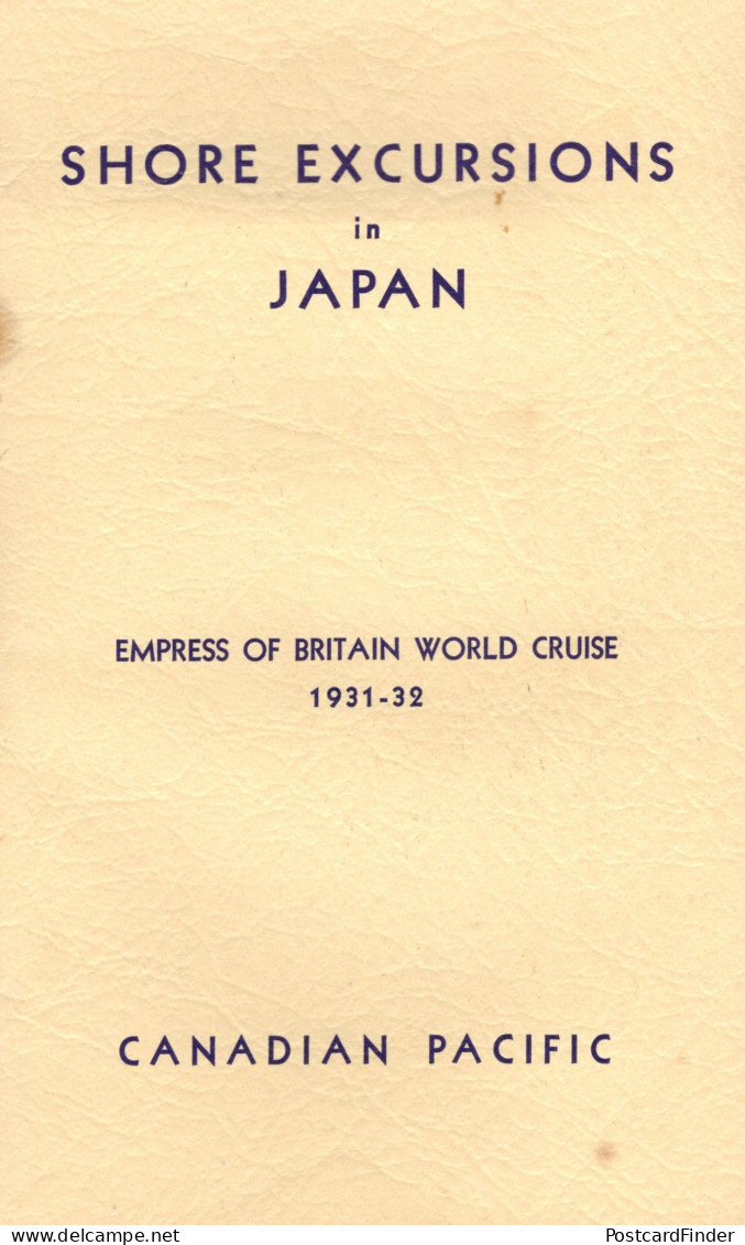 Shore Excursions In Japan Empress Of Britain 1931 World Cruise Ship Book - Autres & Non Classés