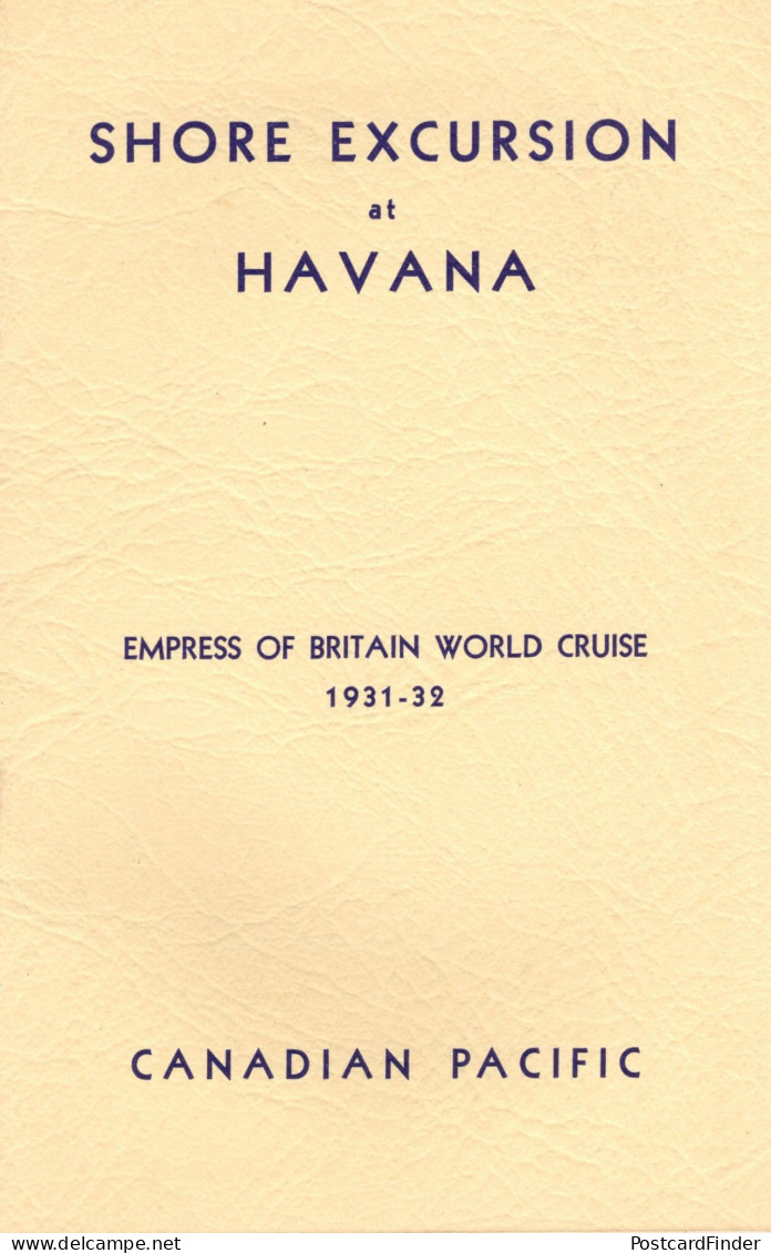 Shore Excursions At Havana Empress Of Britain 1931 World Cruise Ship Book - Other & Unclassified