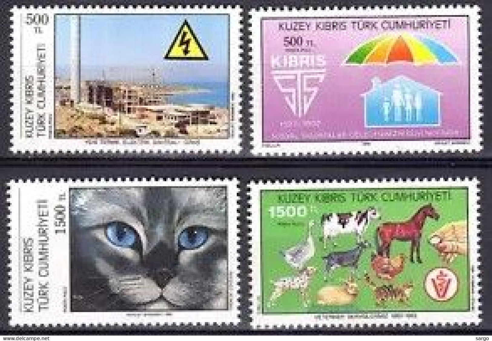 TURKISH CYPRUS -  1992  - FAUNA - ANIMALS -  CAT - FARM - ANNIVERSARIES AND EVENTS - 4  V - MNH - - Domestic Cats