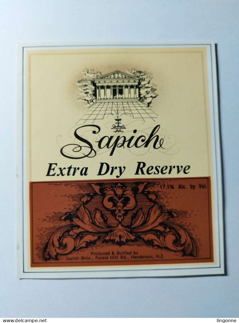 Etiquette SAPICH EXTRA DRY RESERVE HENDERSON NEW ZEALAND NOUVELLE ZELANDE AFRIQUE DU SUD - Otros & Sin Clasificación