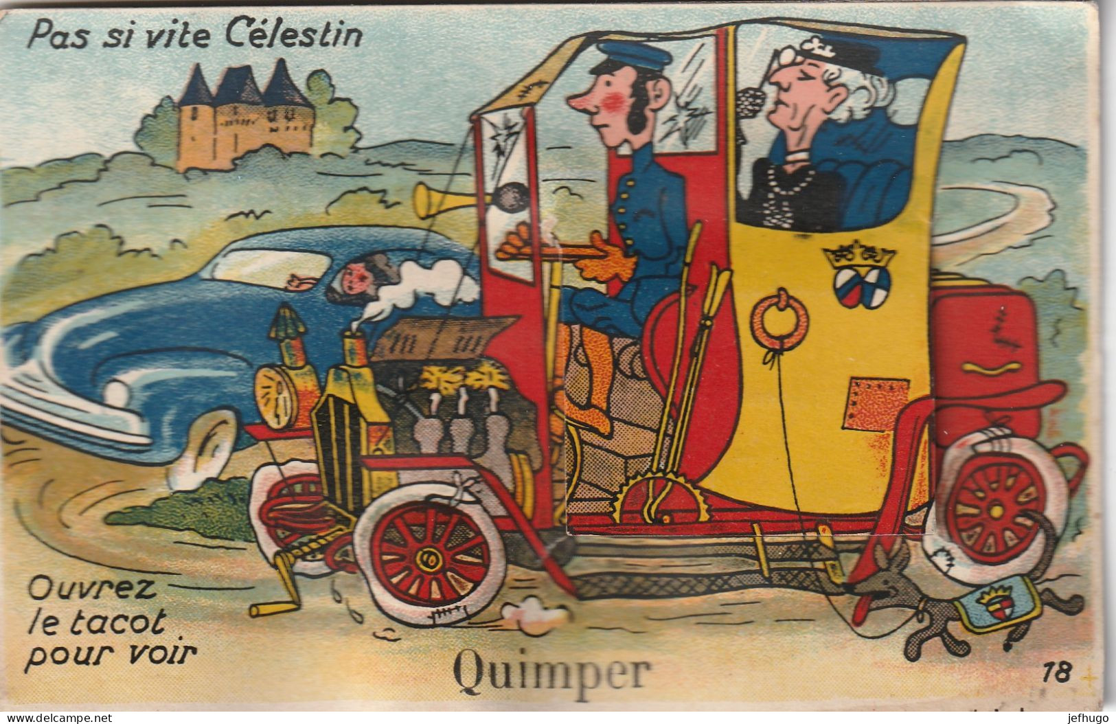 83 - 29- CARTE A SYSTEME QUIMPER COMPLETE AVEC TOUTES SES VUES . " PA SI VITE CELESTIN "  . SCAN - Quimper