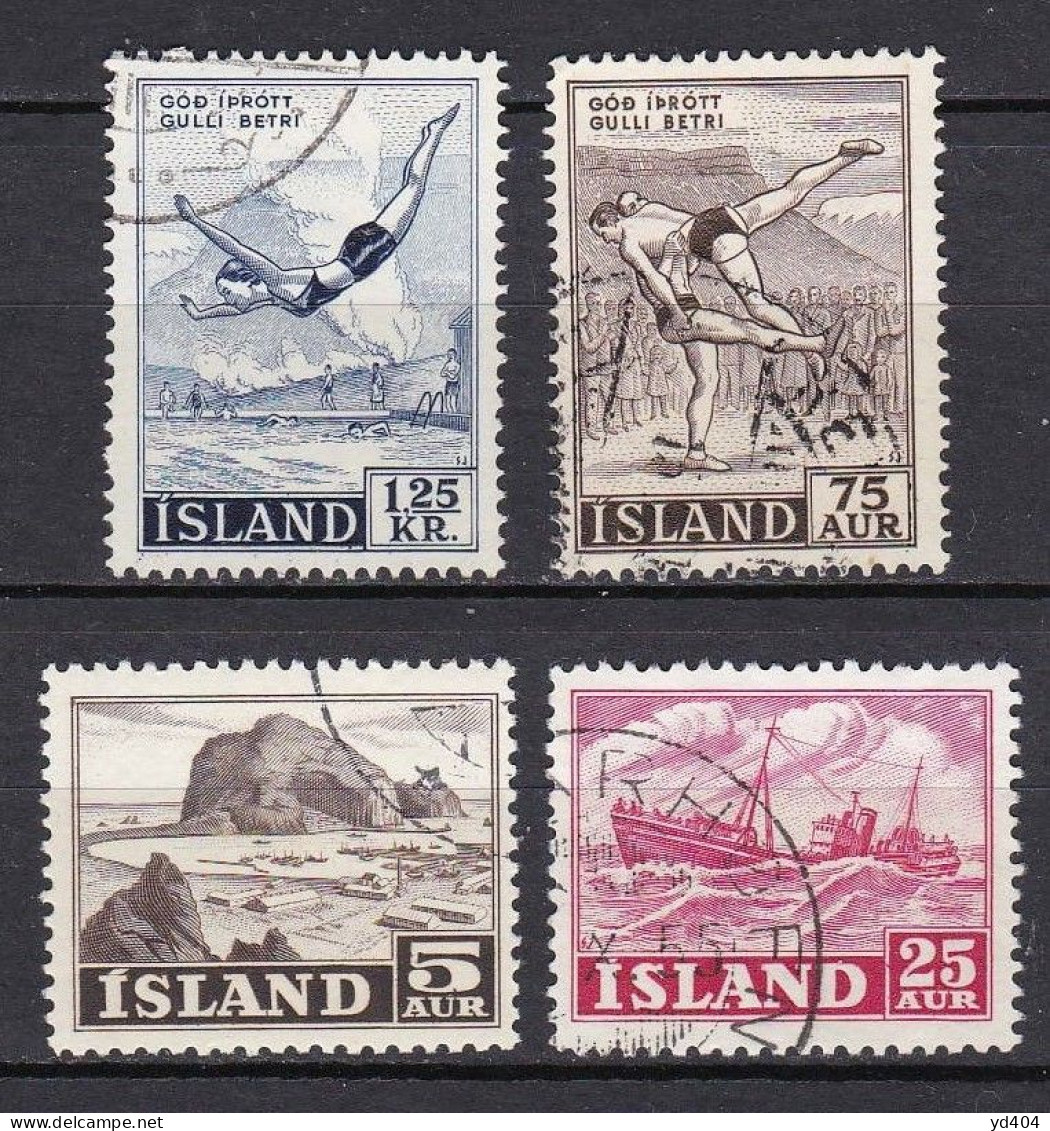 IS060 – ISLANDE – ICELAND – 1954-55 – LANDSCAPES & SPORTS – MI # 296-299 USED - Usados