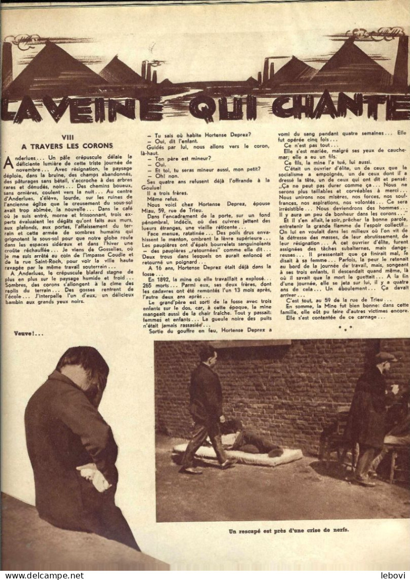 « La Veine Qui Chante » RUSCART, P. CHAPITRE VIII Du Reportage Dans « BONJOUR » Hebdomadaire Illustrée N° 23 (19/12/1937 - Belgique