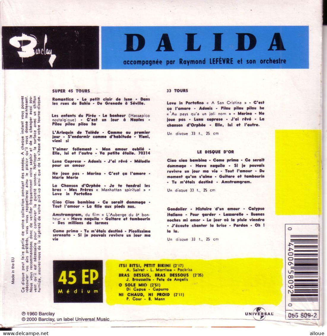 DALIDA CD EP ITSI BITSI, PETIT BIKINI + 3 - Autres - Musique Française
