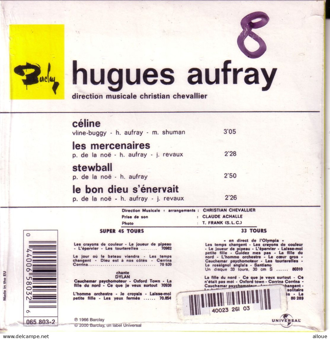 HUGUES AUFRAY CD EP CELINE + 3 - Autres - Musique Française