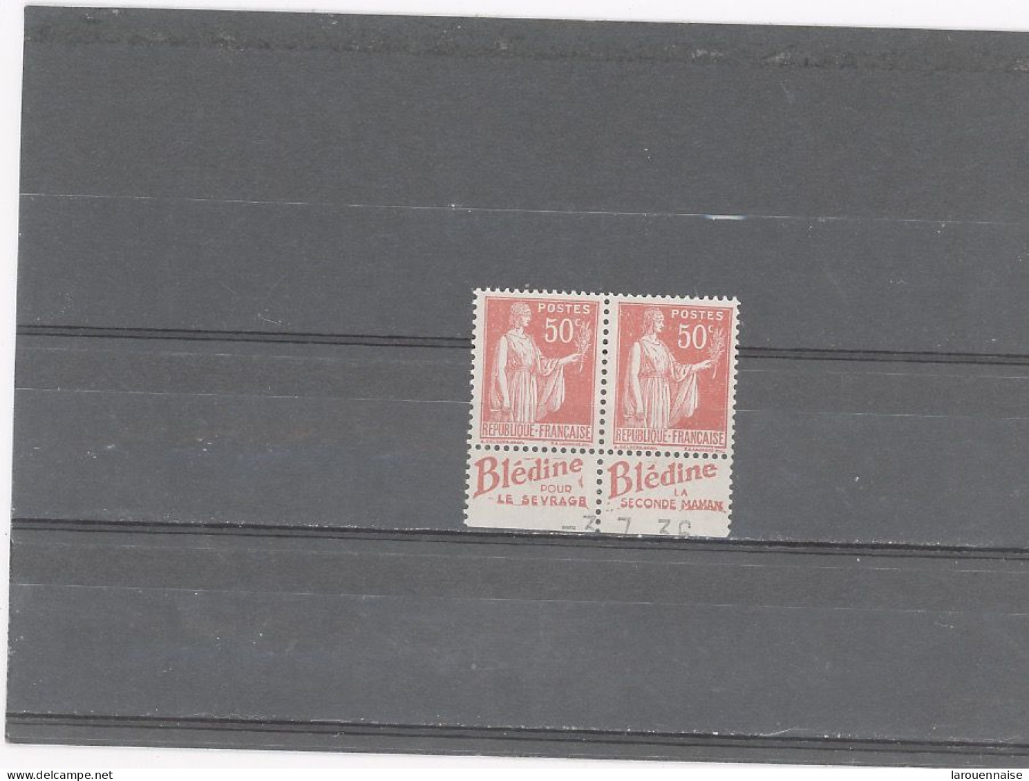 BANDE PUB -N°283e PAIX 50 C -PAIRE N** TYPE III -PUB BLEDINE -MAURY 223 - - Unused Stamps