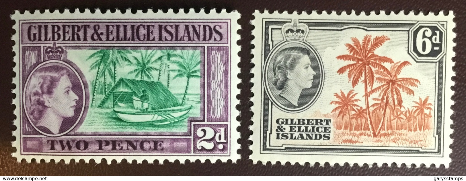 Gilbert Ellice 1964-65 Definitives Set Trees New Watermark MNH - Gilbert & Ellice Islands (...-1979)