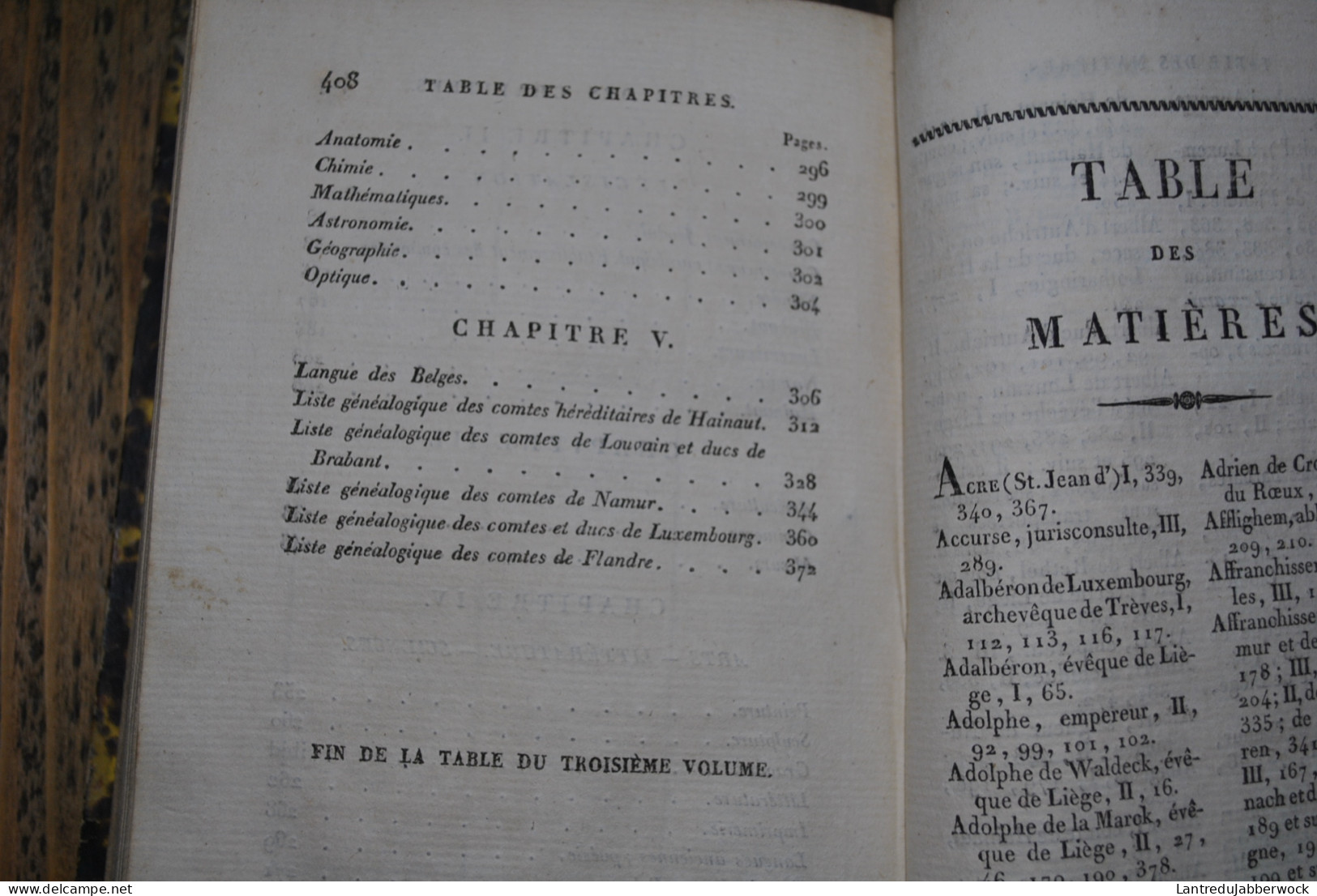 DEWEZ Histoire particulière des provinces belgiques sous le gouvernement des ducs et des comtes TOME 3 SEUL BERTHOT 1834