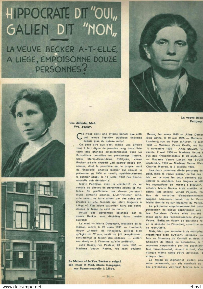 LIEGE) « Procès De La Veuve BECKER » Article De 2 Pages (7 Photos) Dans « BONJOUR » Hebdomadaire Illustrée -----> - Belgium