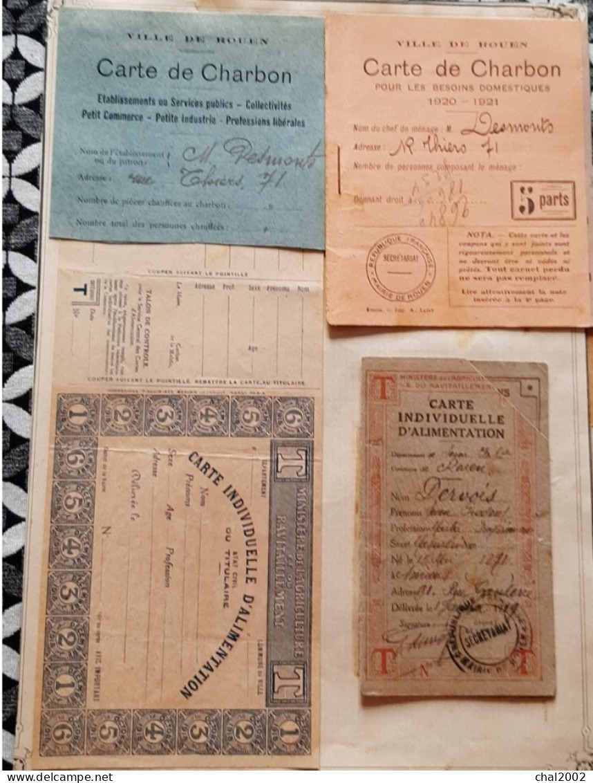 Carte De Tabac Et Charbon Alimentation - Documents Historiques