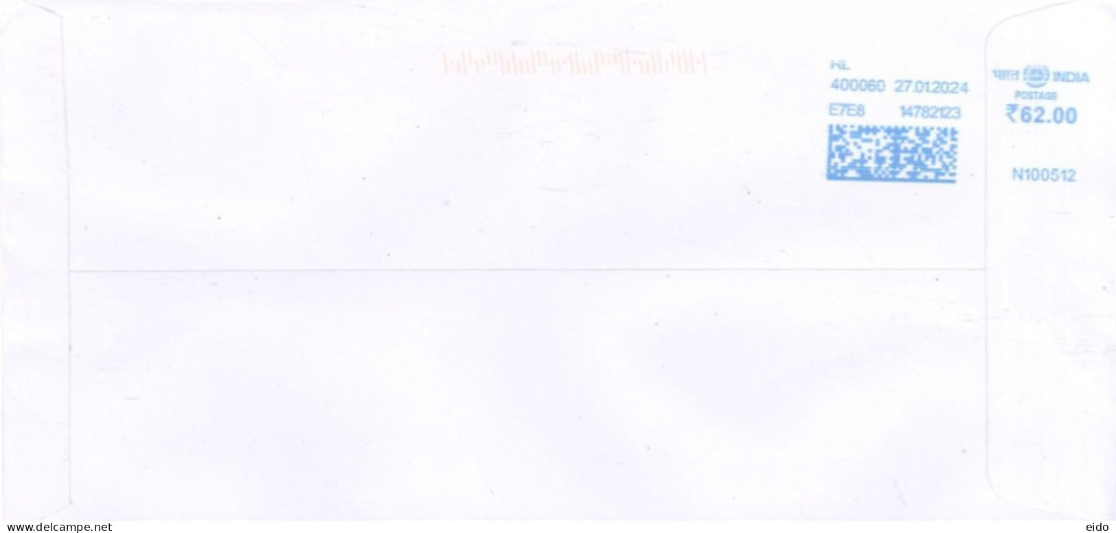 INDIA - 2024 - POSTAL FRANKING MACHINE COVER TO DUBAI.. - Lettres & Documents