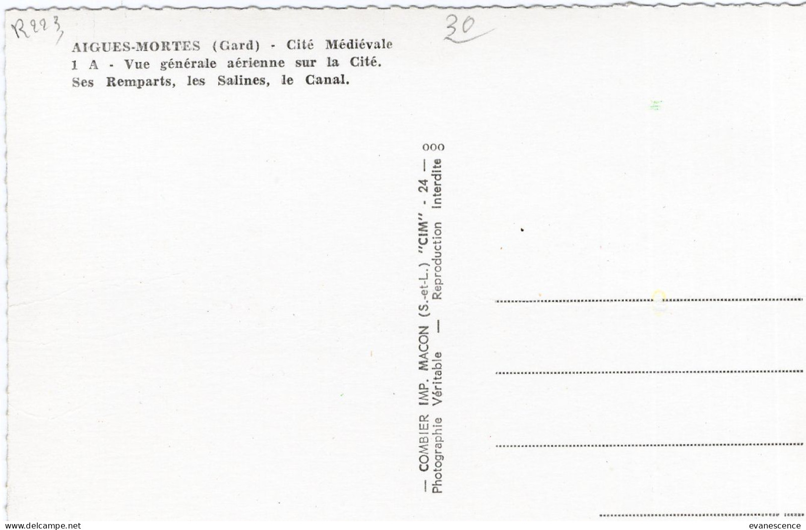 30 : Aigues Mortes : Le Canal , Les Salines    ///   Ref.  Mars 24 :  BO. SM N° 27 - Aigues-Mortes