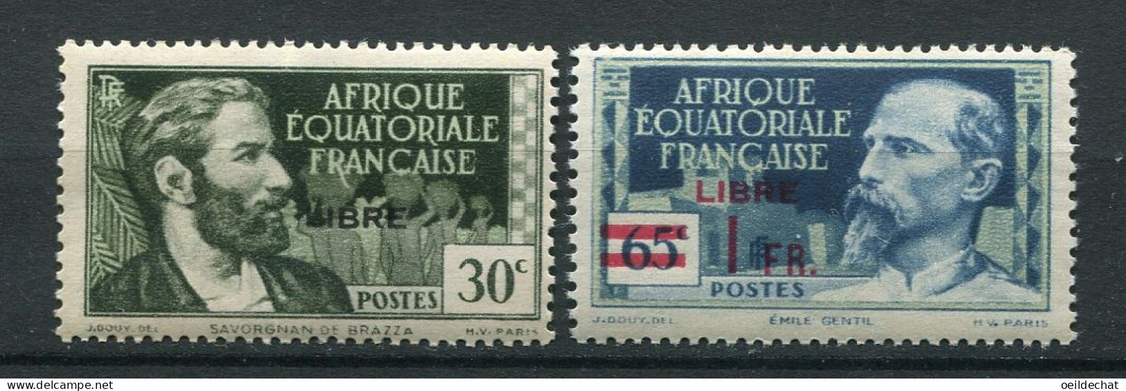 26405 A.E.F N°103, 140** Savorgnan De Brazza, Emile Gentil  Surchargés LIBRE   1940  TB - Neufs