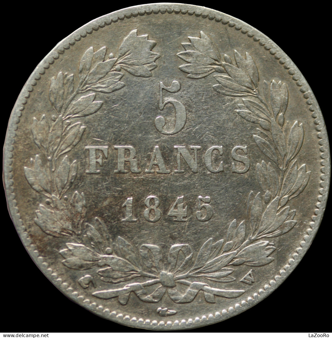 LaZooRo: France 5 Francs 1845 W VF - Silver - 5 Francs