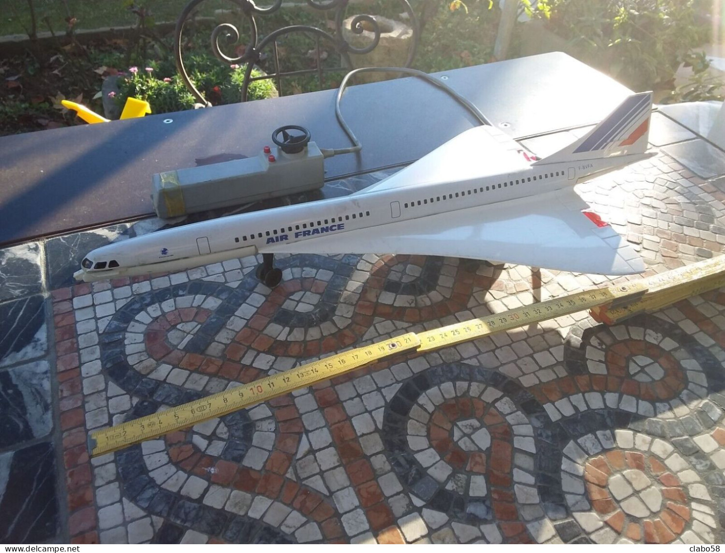 JOUSTRA CONCORDE AIR FRANCE  ETICHETTA LITOGRAFATA MODELLO FILOGUIDATO FUNZIONANTE LUNGO 53 CM - Modèles R/C