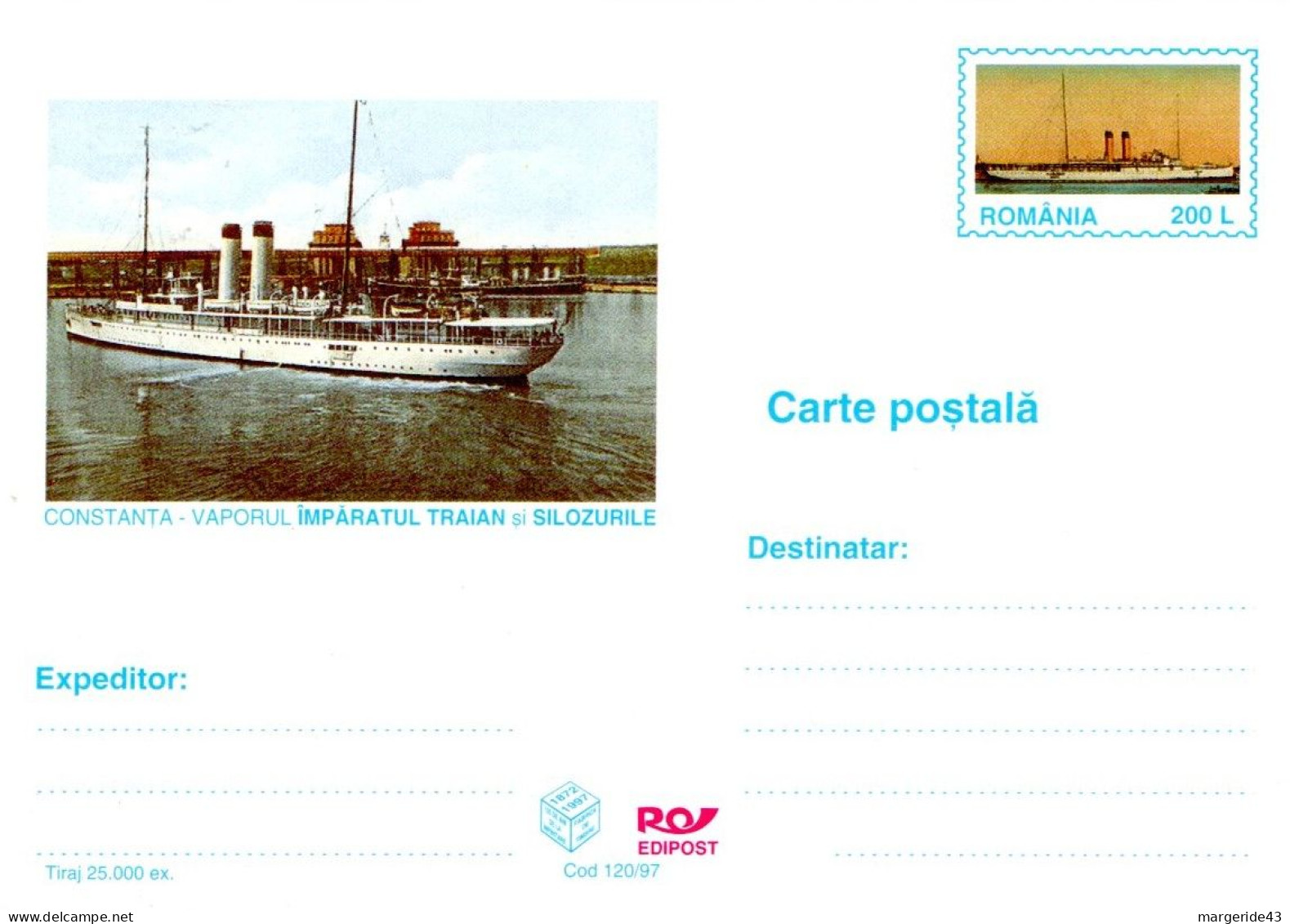 ROUMANIE 1997 ENTIER CARTE NEUF VAPEUR IMPARATUL TRAJAN - Entiers Postaux