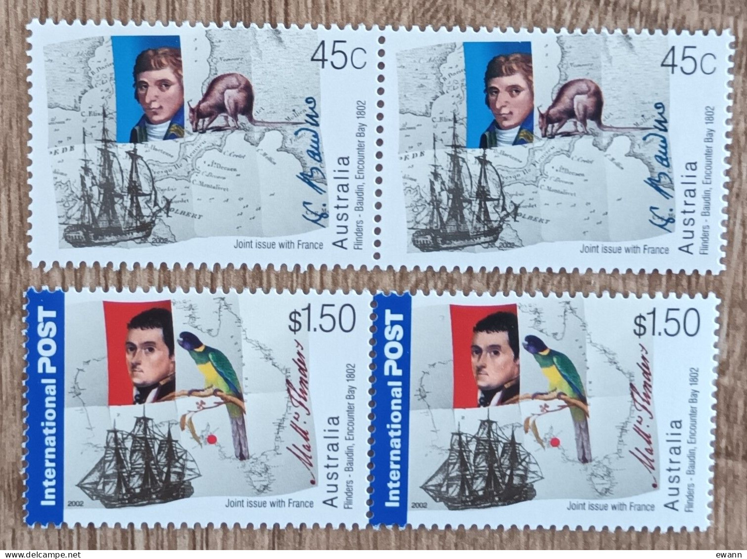 Australie - YT N°2026, 2027 - Paires - Explorateurs Nicolas Baudin Et Matthew Flinders / Emission France Australie - Mint Stamps