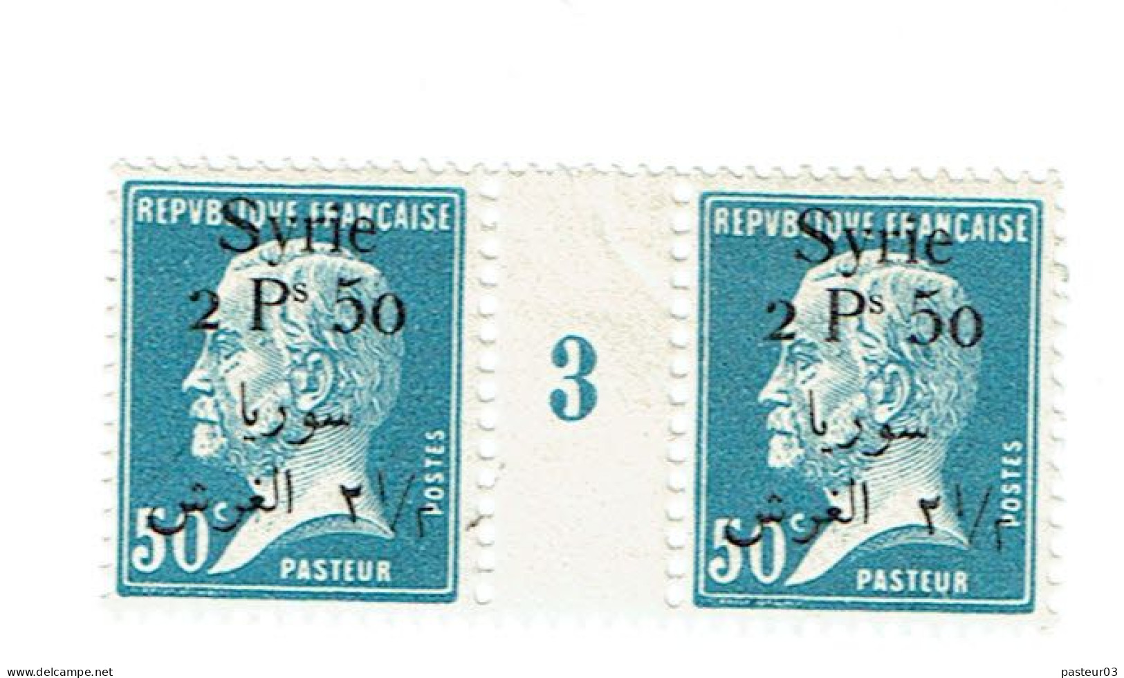 147 Syrie Pasteur 50 C. Bleu Millésime 3 Charnière Légère - Neufs
