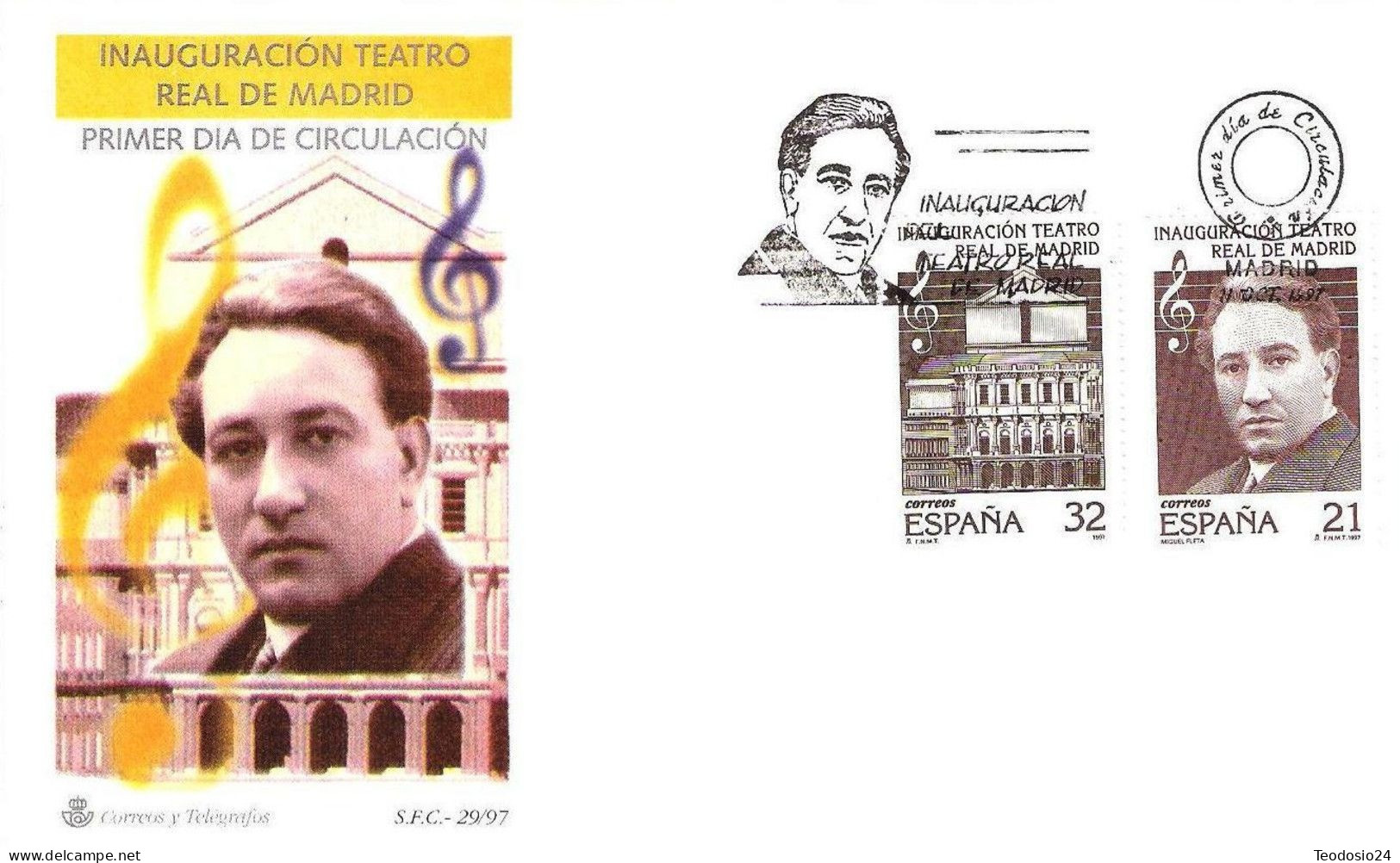 FDC Barcelona 1997.-  TEATRO REAL MADRID - FDC