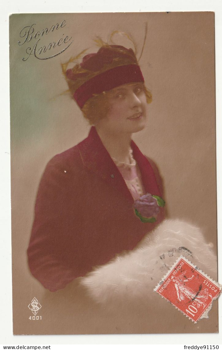 CPA FANTAISIE . JOLIE FEMME . BONNE ANNEE  1918 - Women