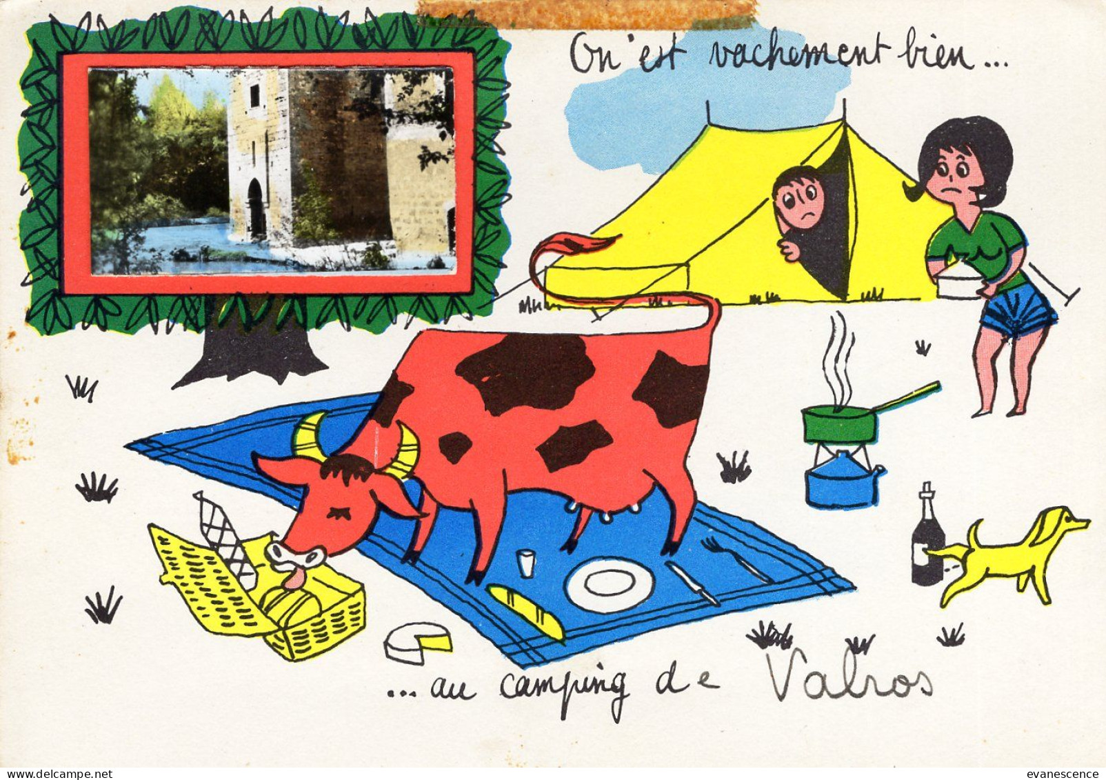 34 : Valros Le Camping, On Est Vachement Bien (trace Scotch Bord H)   ///   Ref.  Mars 24 :  BO. SM N° 27 - Autres & Non Classés