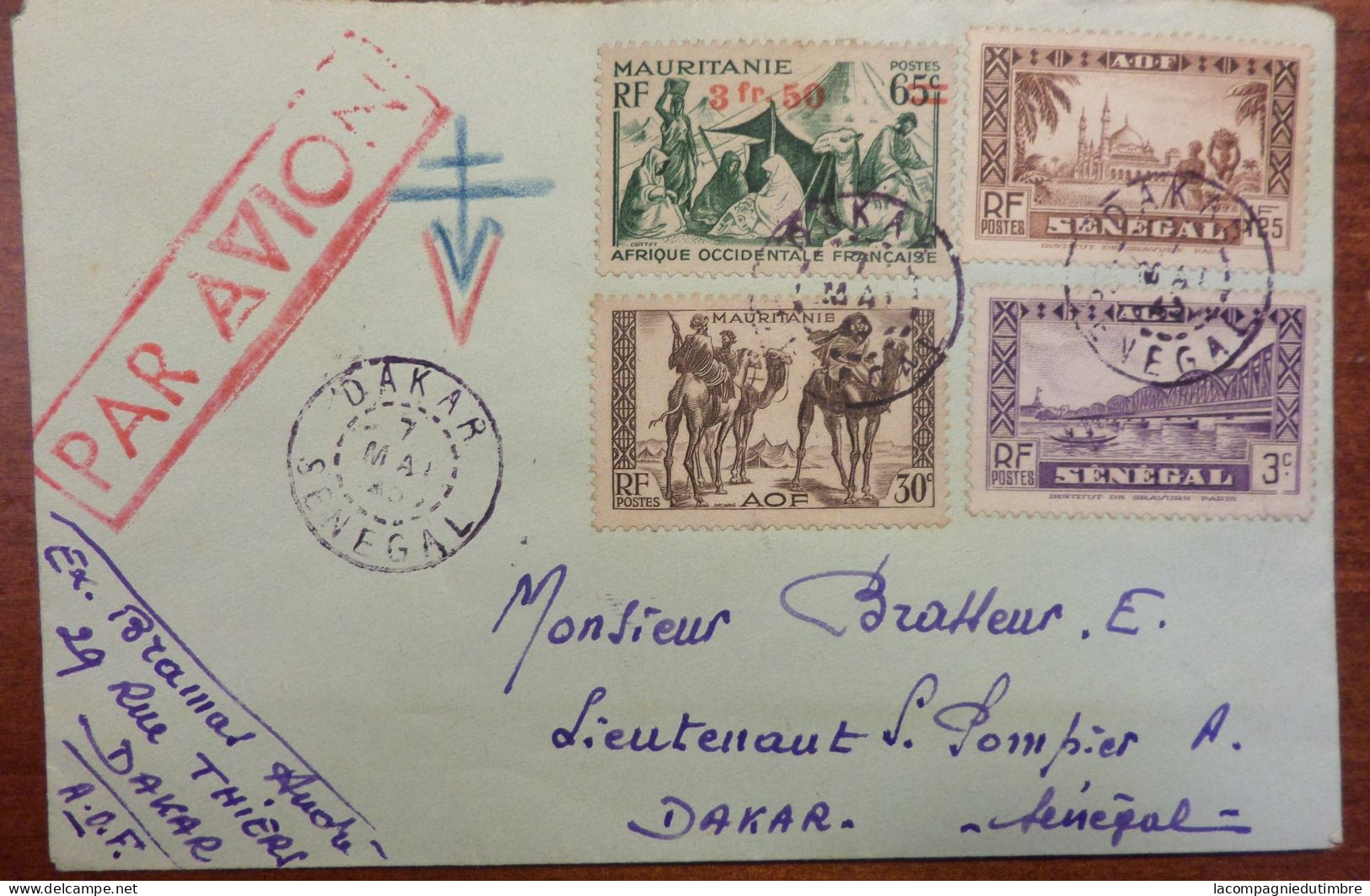 Sénégal Belle Lettre Entière De 1945. Affranchissement Composé Sénégal Et Mauritanie. TB - Covers & Documents