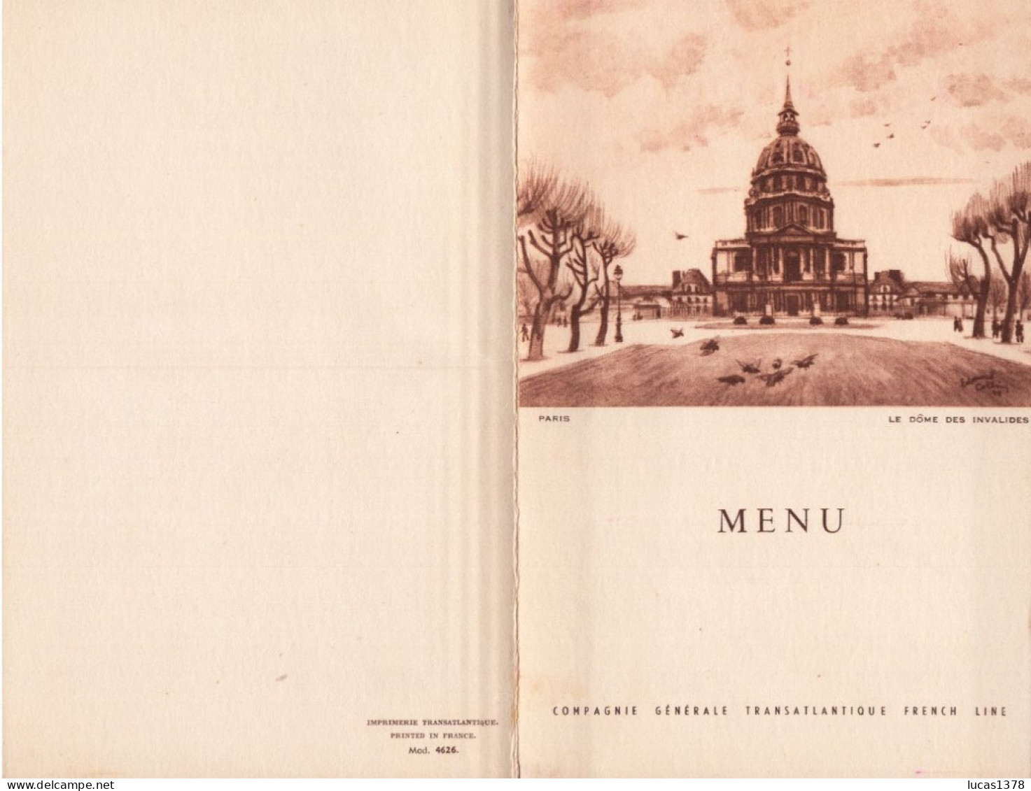 MENU PAQUEBOT ILE DE FRANCE 1 ER MAI 1955 - Menükarten