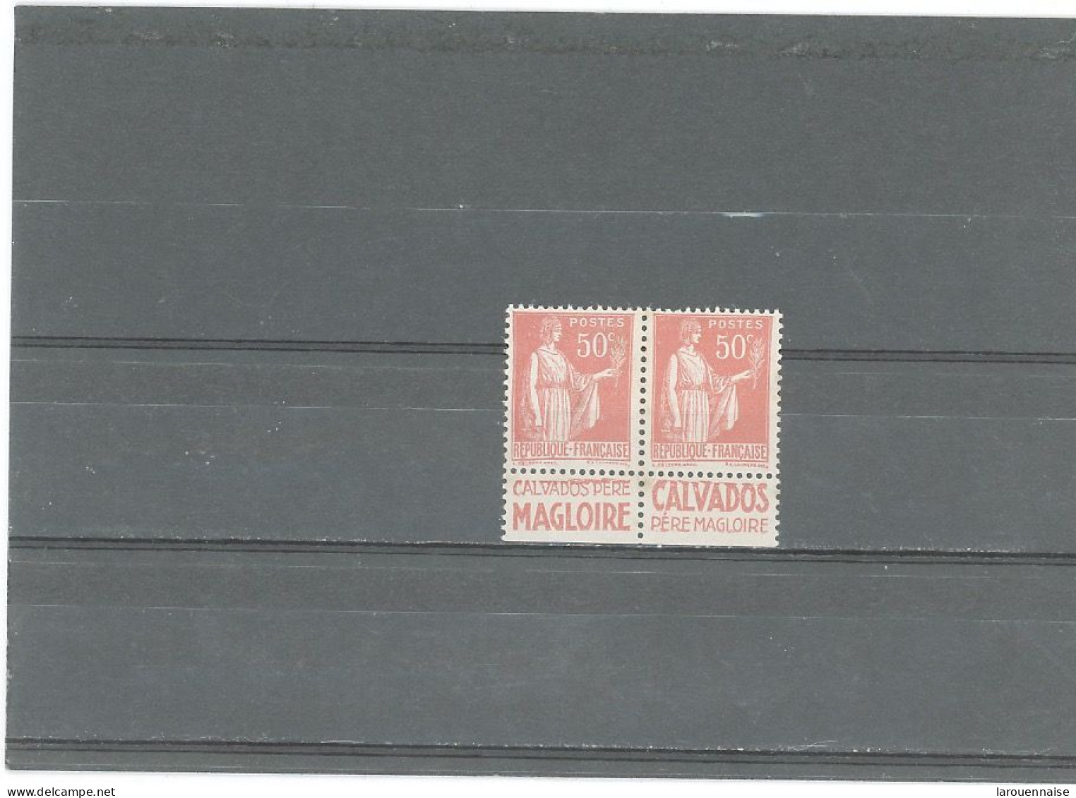 BANDE PUB -N°283b PAIX 50 C - NSG TYPE IIA   PAIRE -PUB CALVADOS -MAURY 204 - Unused Stamps