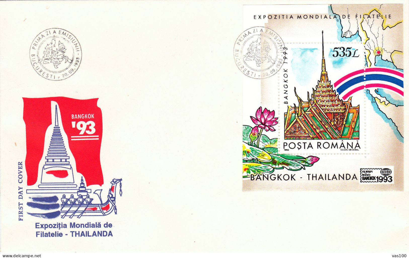 1993 - WORLD PHILATELIC EXHIBITION BANGKOK (THAILANDA) 1993,COVER FDC ROMANIA - FDC